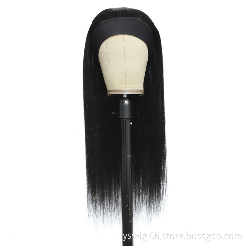 Machine Made Headband Human Hair Wigs Silky Straight 200% Density Brazilian Virgin Hair Wigs for Black Women